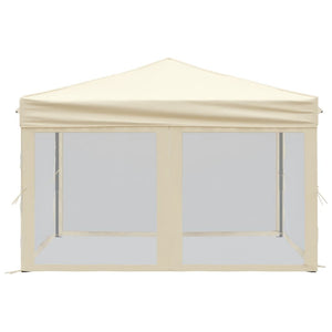 Tenda per Feste Pieghevole con Pareti Laterali Crema 3x3 m