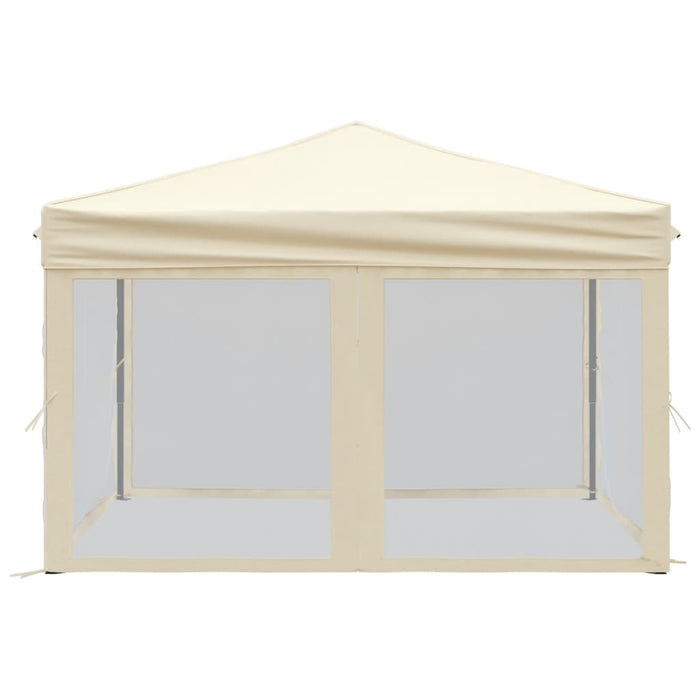 Tenda per Feste Pieghevole con Pareti Laterali Crema 3x3 m