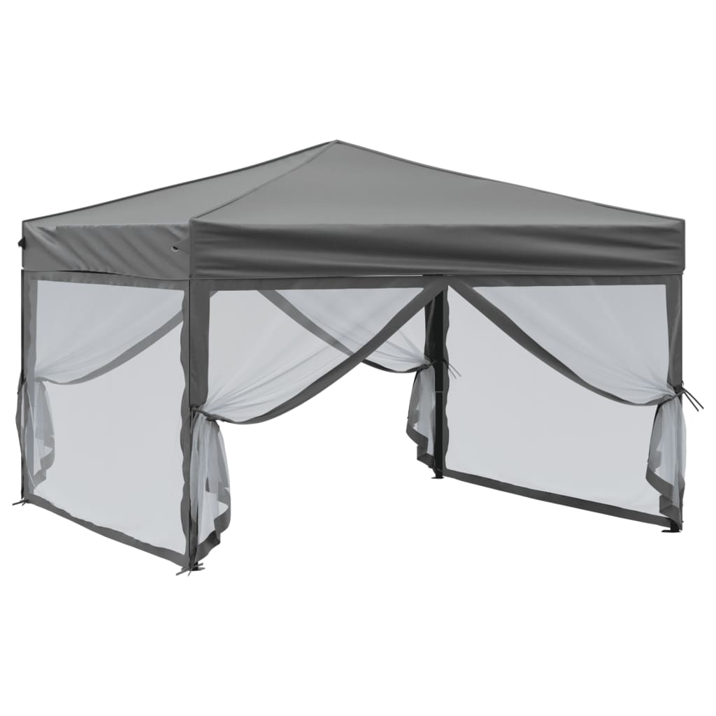 Tenda per Feste Pieghevole con Pareti Laterali Antracite 3x3 m
