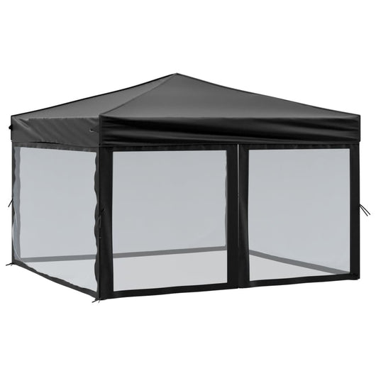 Tenda per Feste Pieghevole con Pareti Laterali Nero 3x3 m