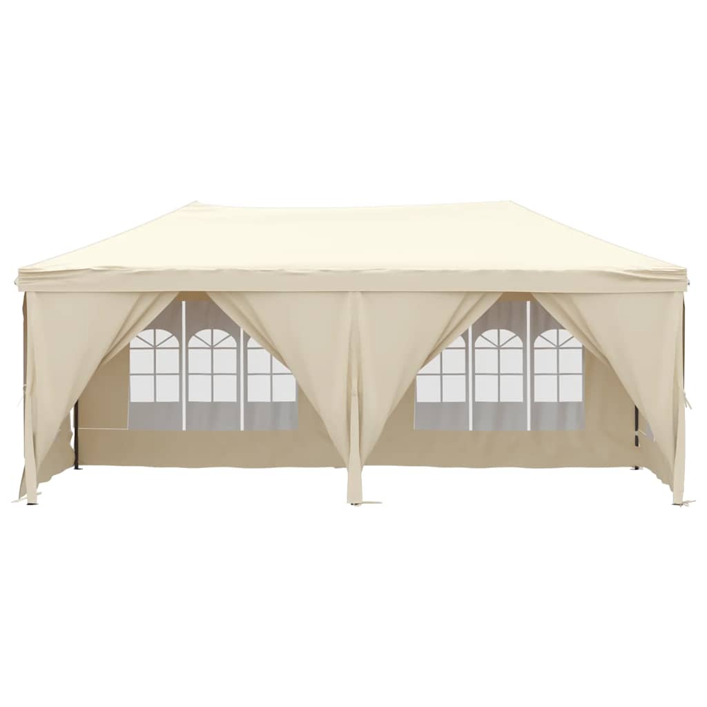 Tenda per Feste Pieghevole con Pareti Laterali Crema 3x6 m