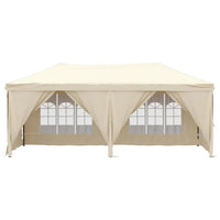 Tenda per Feste Pieghevole con Pareti Laterali Crema 3x6 m
