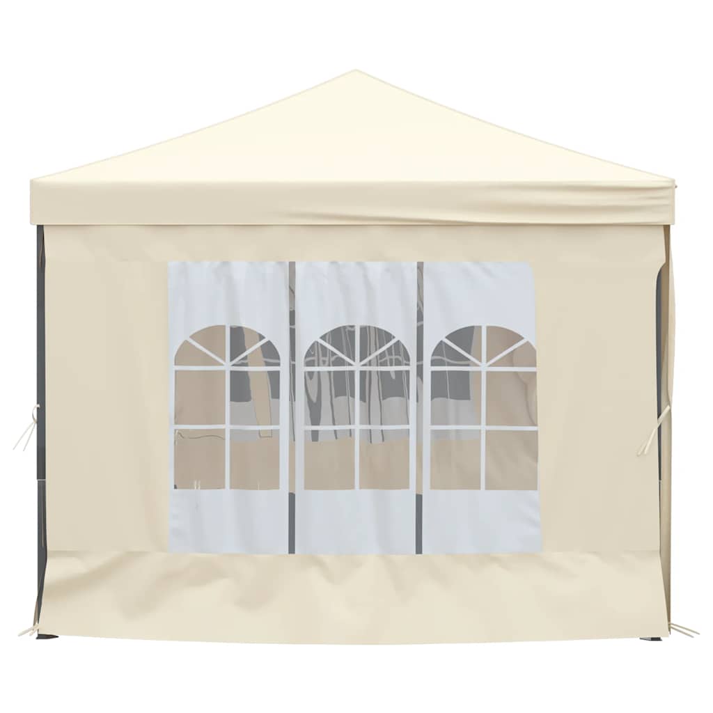 Tenda per Feste Pieghevole con Pareti Laterali Crema 3x6 m