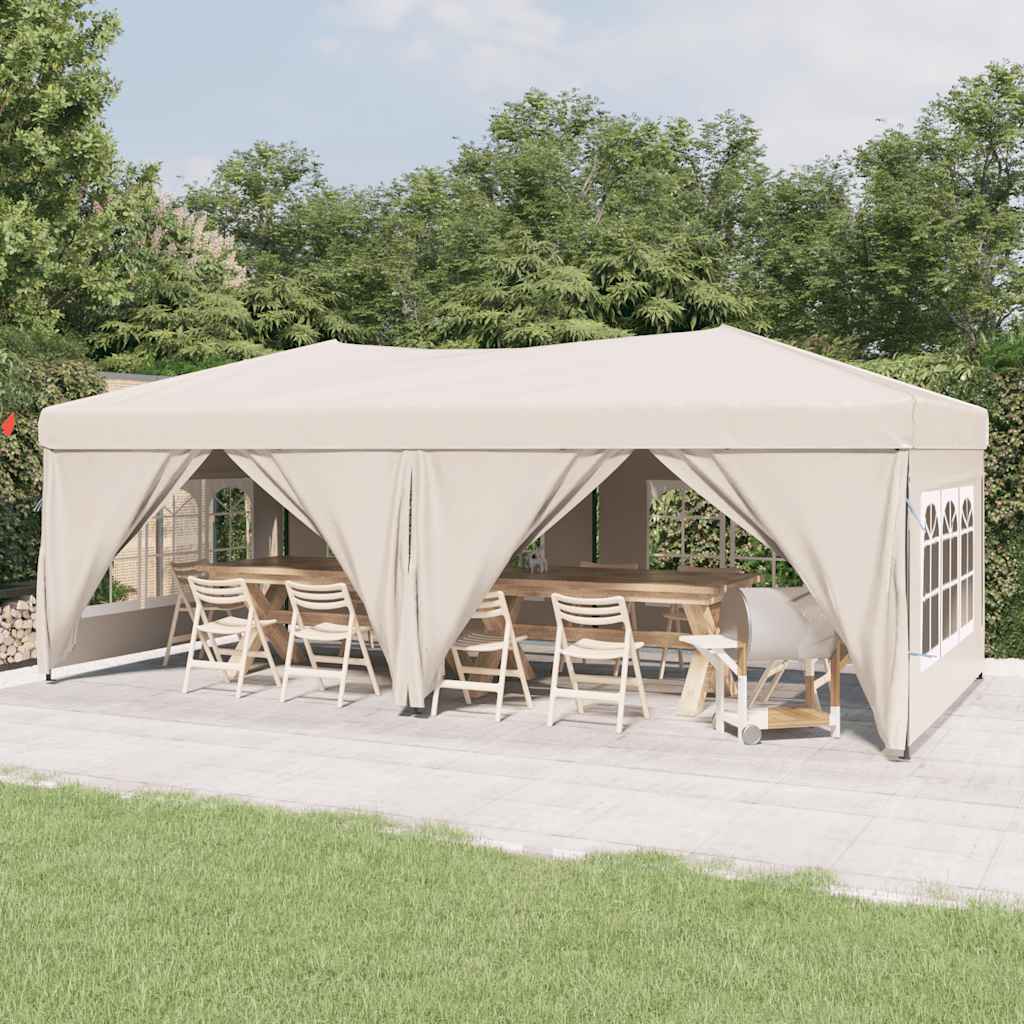Tenda per Feste Pieghevole con Pareti Laterali Crema 3x6 m 93543