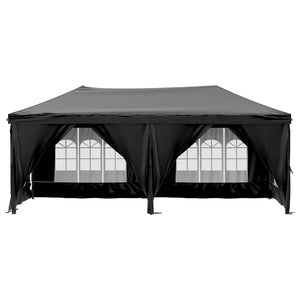 Tenda per Feste Pieghevole con Pareti Laterali Nero 3x6 m 93546