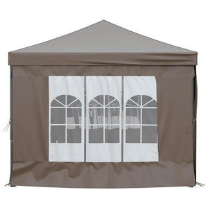 Tenda per Feste Pieghevole con Pareti Laterali Tortora 3x6 m