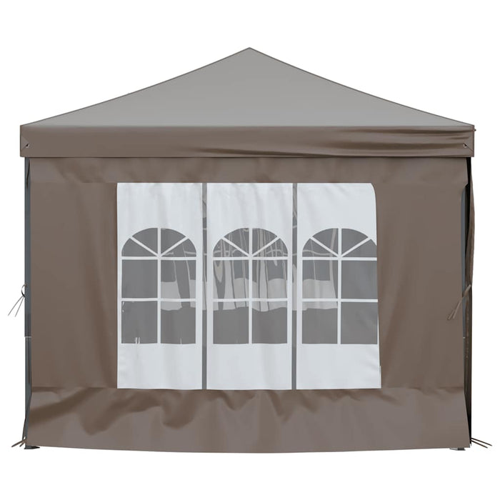 Tenda per Feste Pieghevole con Pareti Laterali Tortora 3x6 m