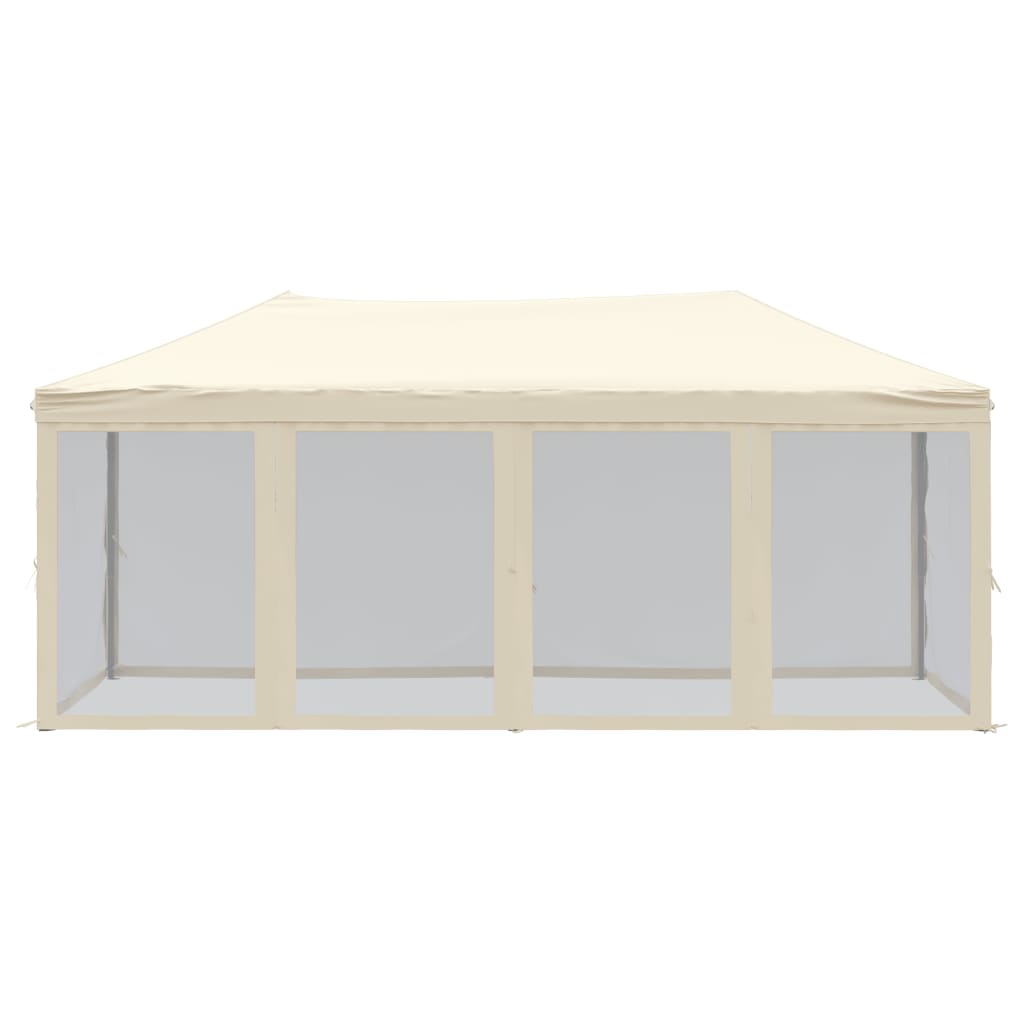 Tenda per Feste Pieghevole con Pareti Laterali Crema 3x6 m 93550