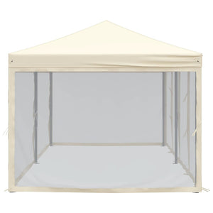 Tenda per Feste Pieghevole con Pareti Laterali Crema 3x6 m