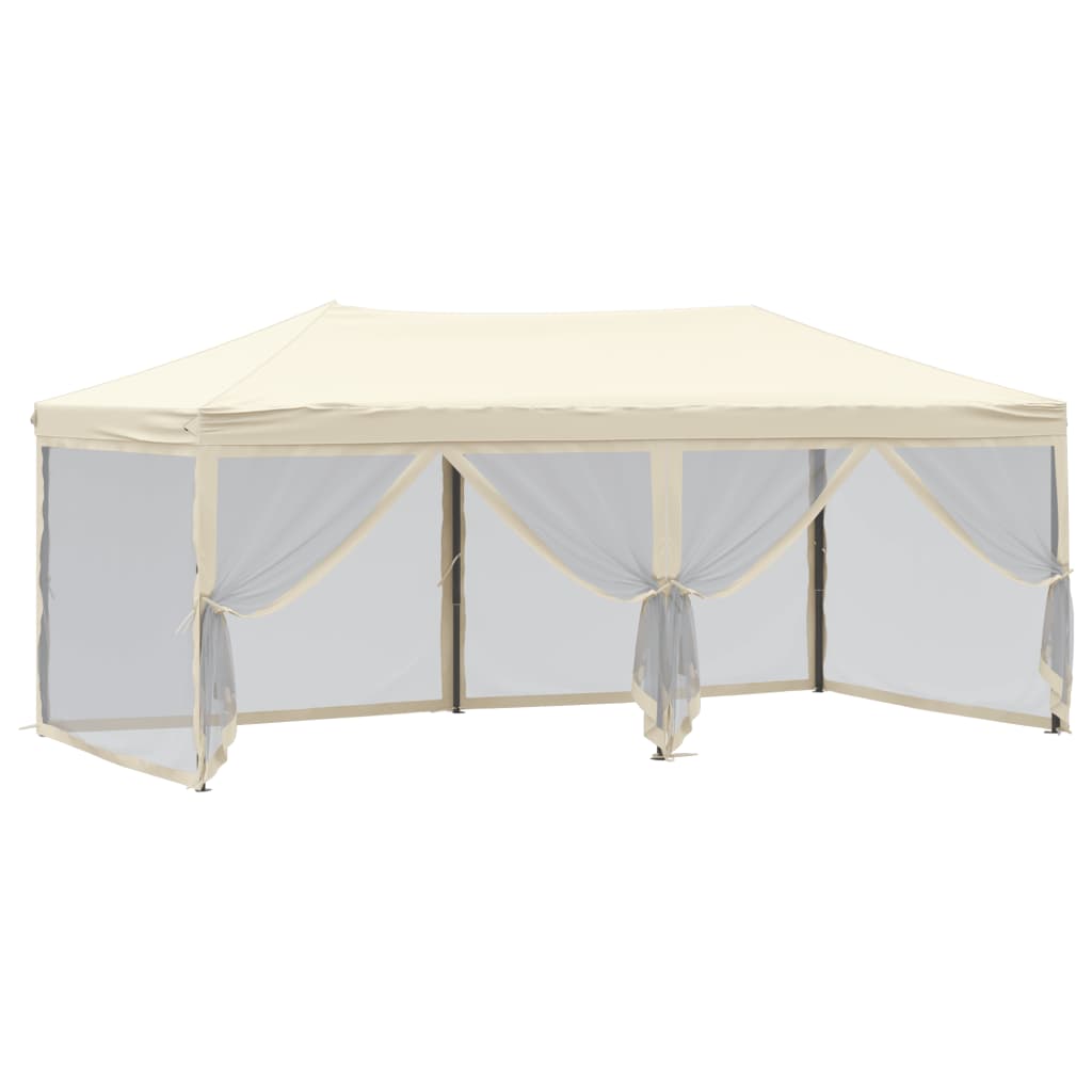 Tenda per Feste Pieghevole con Pareti Laterali Crema 3x6 m 93550