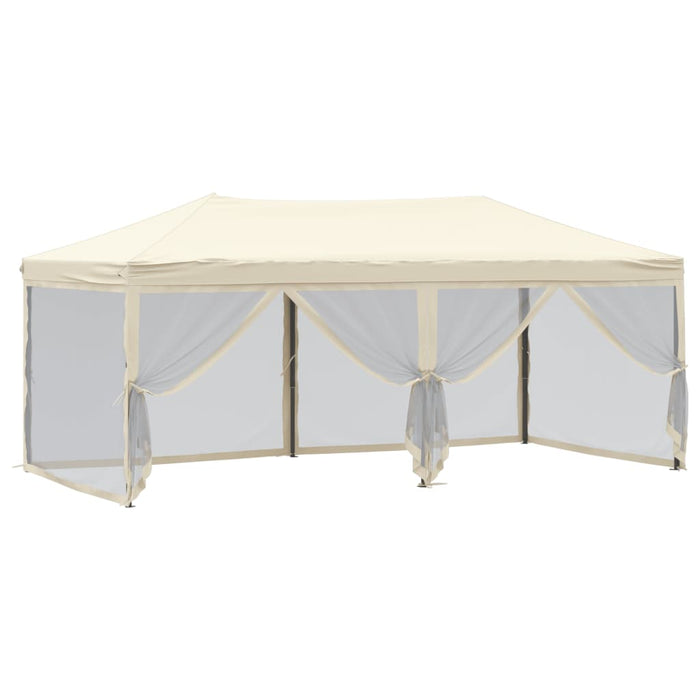 Tenda per Feste Pieghevole con Pareti Laterali Crema 3x6 m 93550