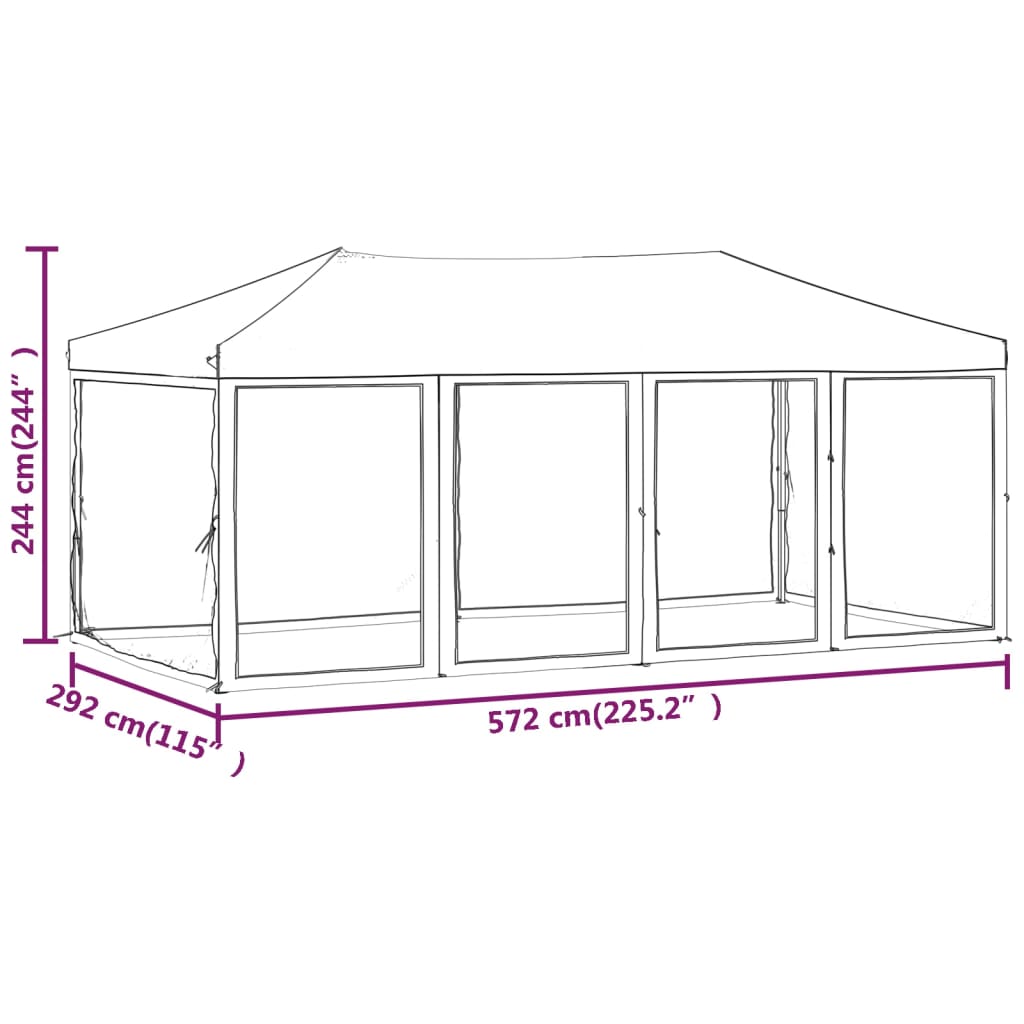Tenda per Feste Pieghevole con Pareti Laterali Antracite 3x6 m