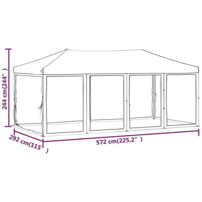 Tenda per Feste Pieghevole con Pareti Laterali Antracite 3x6 m