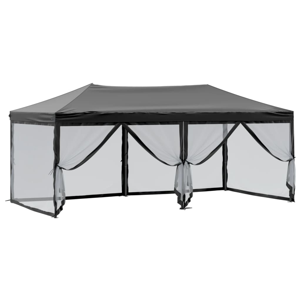 Tenda per Feste Pieghevole con Pareti Laterali Nero 3x6 m