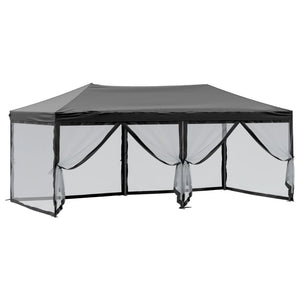Tenda per Feste Pieghevole con Pareti Laterali Nero 3x6 m