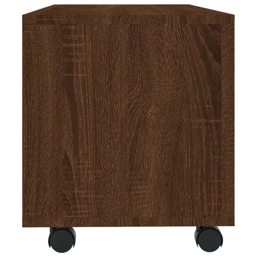 Mobile TV con Ruote-Credenza TV-Console TV Rovere Marrone 90x35x35cm Legno Multistrato