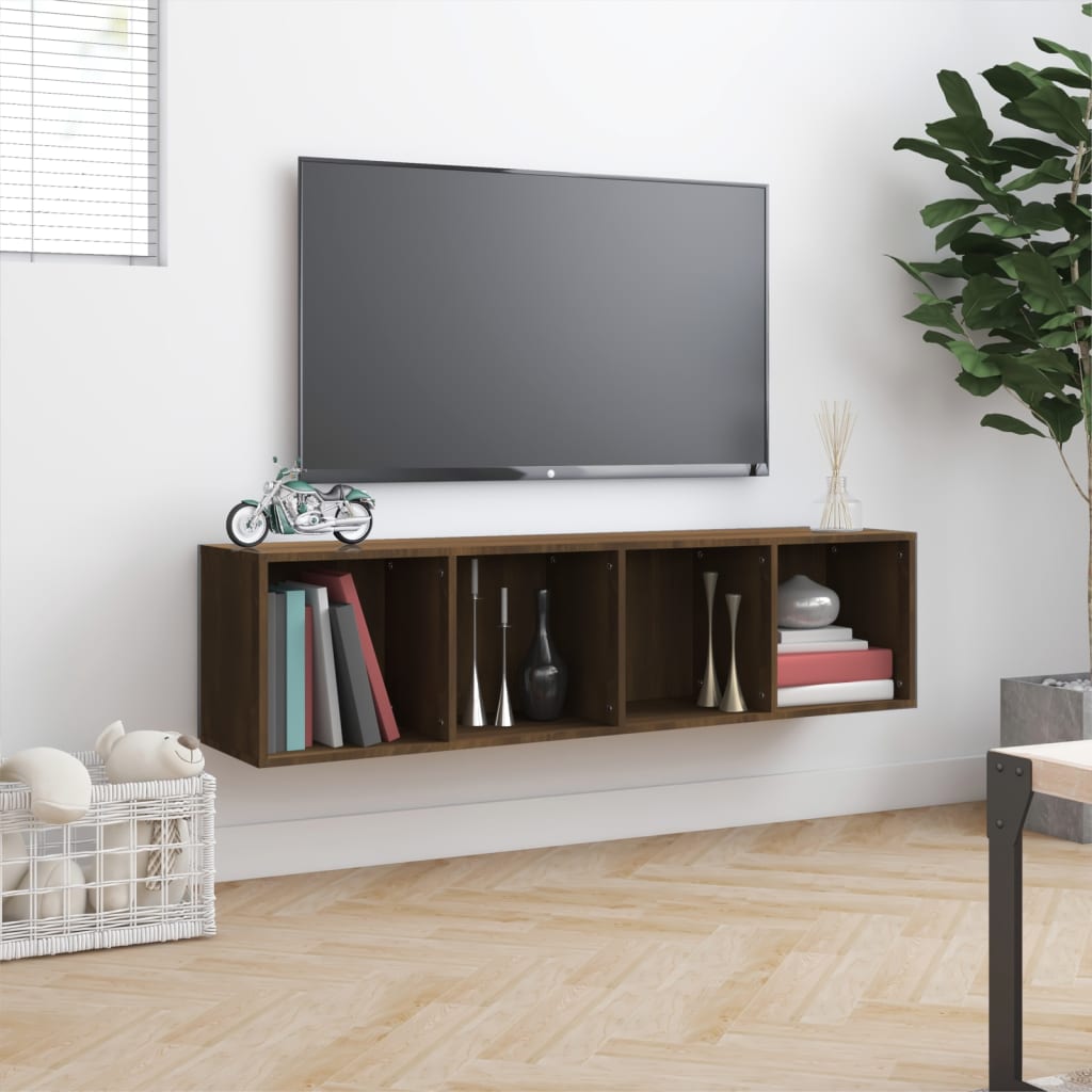 Libreria/Mobile TV Rovere Marrone 143x30x36cm Legno Multistrato cod mxl 33578