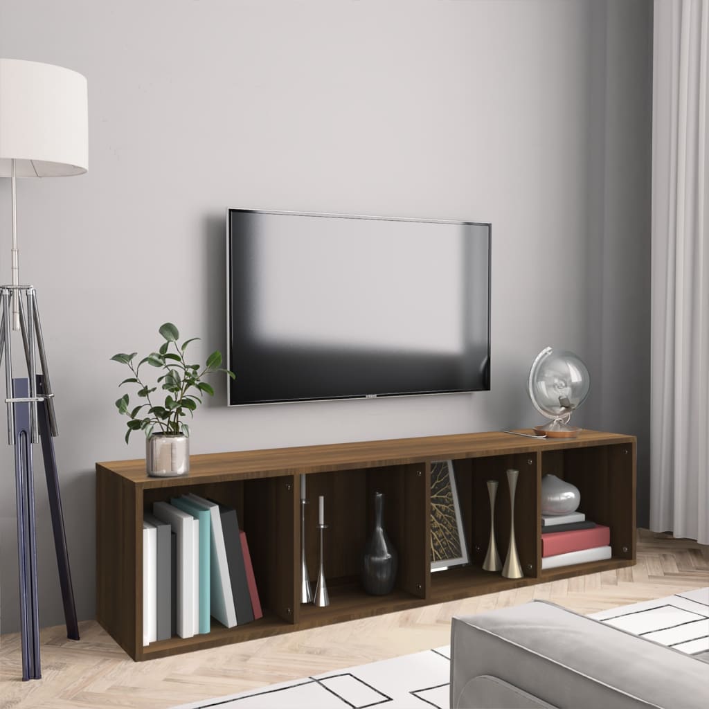 Libreria/Mobile TV Rovere Marrone 143x30x36cm Legno Multistrato cod mxl 33578