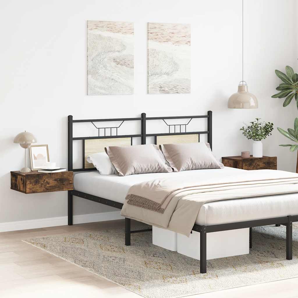 Comodini Pensili Rovere Fumo 2pz 40x30x15 cm Legno Multistrato cod mxl 30650