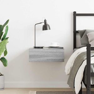 Comodino Pensile Grigio Sonoma 40x30x15cm in Legno Multistrato 815284