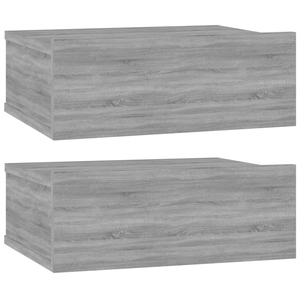 Comodini Pensili Grigio Sonoma 2pz 40x30x15cm Legno Multistrato 815285