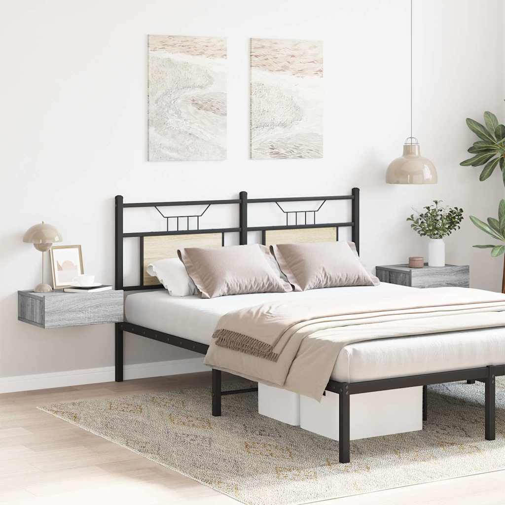 Comodini Pensili Grigio Sonoma 2pz-Set di 2 Tavolino da notte 40x30x15cm Legno Multistrato