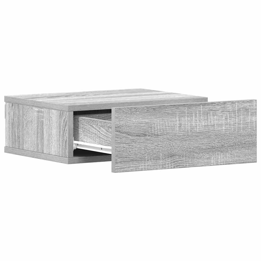 Comodini Pensili Grigio Sonoma 2pz-Set di 2 Tavolino da notte 40x30x15cm Legno Multistrato