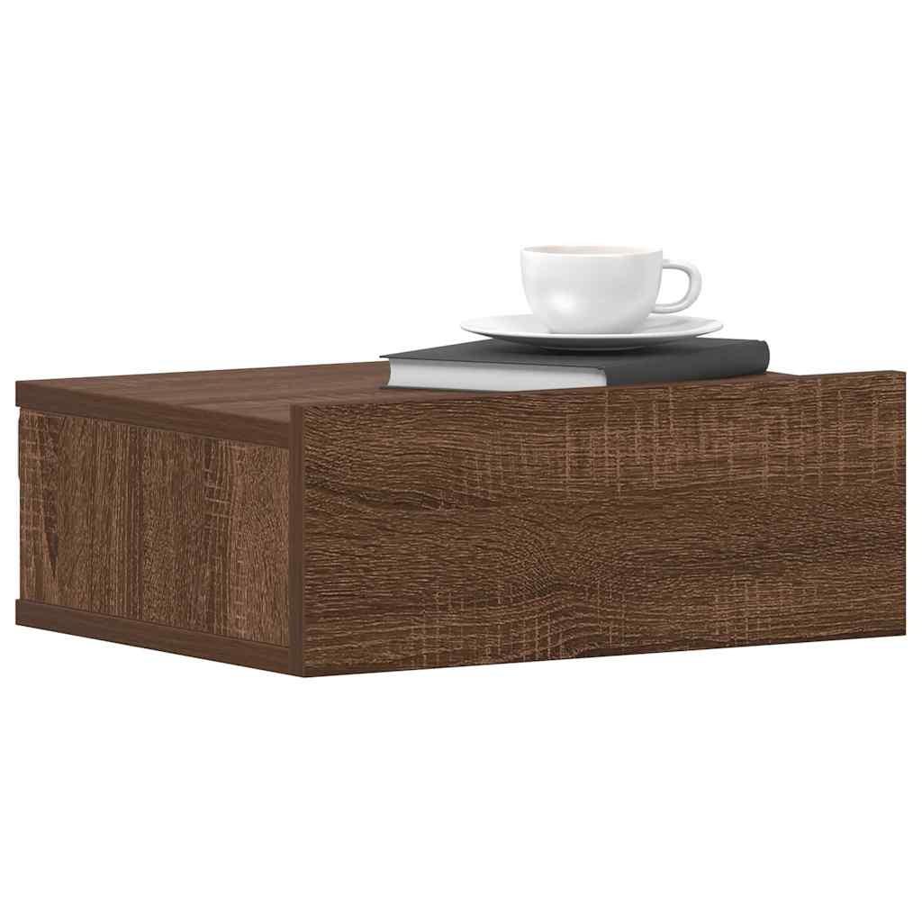 Comodino Pensile Rovere Marrone 40x30x15cm in Legno Multistrato cod mxl 49193