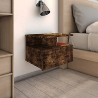 Comodini Pensili Rovere Fumo 2pz-Set di 2 Tavolino da notte 40x31x27 cm Legno Multistrato