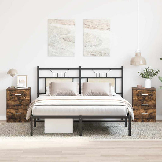 Comodini 2 pz Rovere Fumo 38x35x56 cm in Legno Multistrato 815322