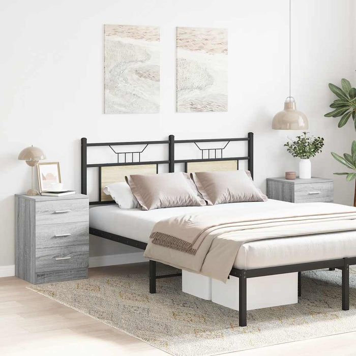 Comodini Grigio Sonoma 2 pz-Set di 2 Tavolino da notte 38x35x56 cm in Legno Multistrato