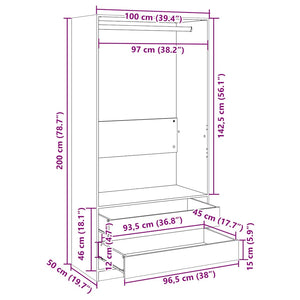 Armadio Rovere Marrone 100x50x200 cm in Legno Multistrato