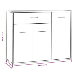 Credenza Grigio Sonoma 88x30x70 cm in Legno Ingegnerizzato 815367