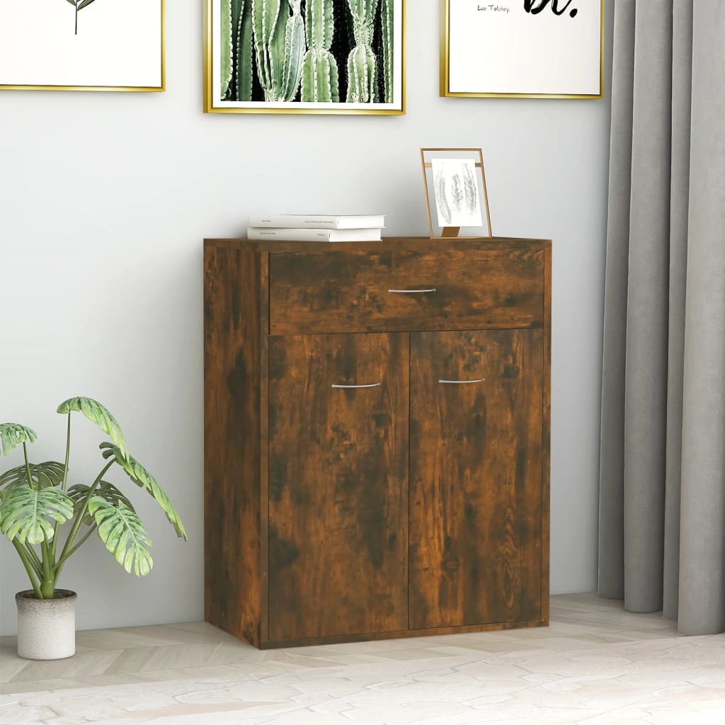 Credenza Rovere Fumo 60x30x75 cm in Legno Multistrato 815375