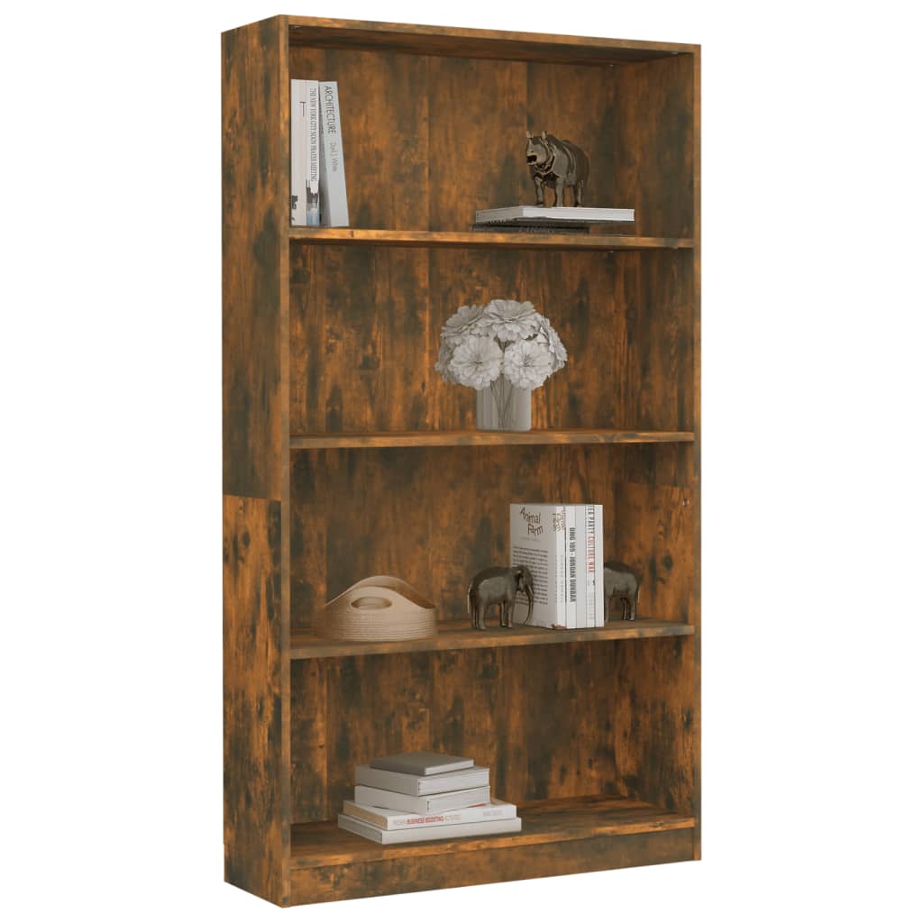 Libreria a 4 Ripiani Rovere Fumo 80x24x142 cm Legno Multistrato 815390