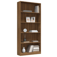 Libreria 5 Ripiani Rovere Marrone 80x24x175cm Legno Multistrato 815395