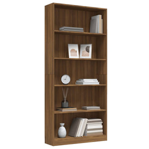 Libreria 5 Ripiani Rovere Marrone 80x24x175cm Legno Multistrato 815395