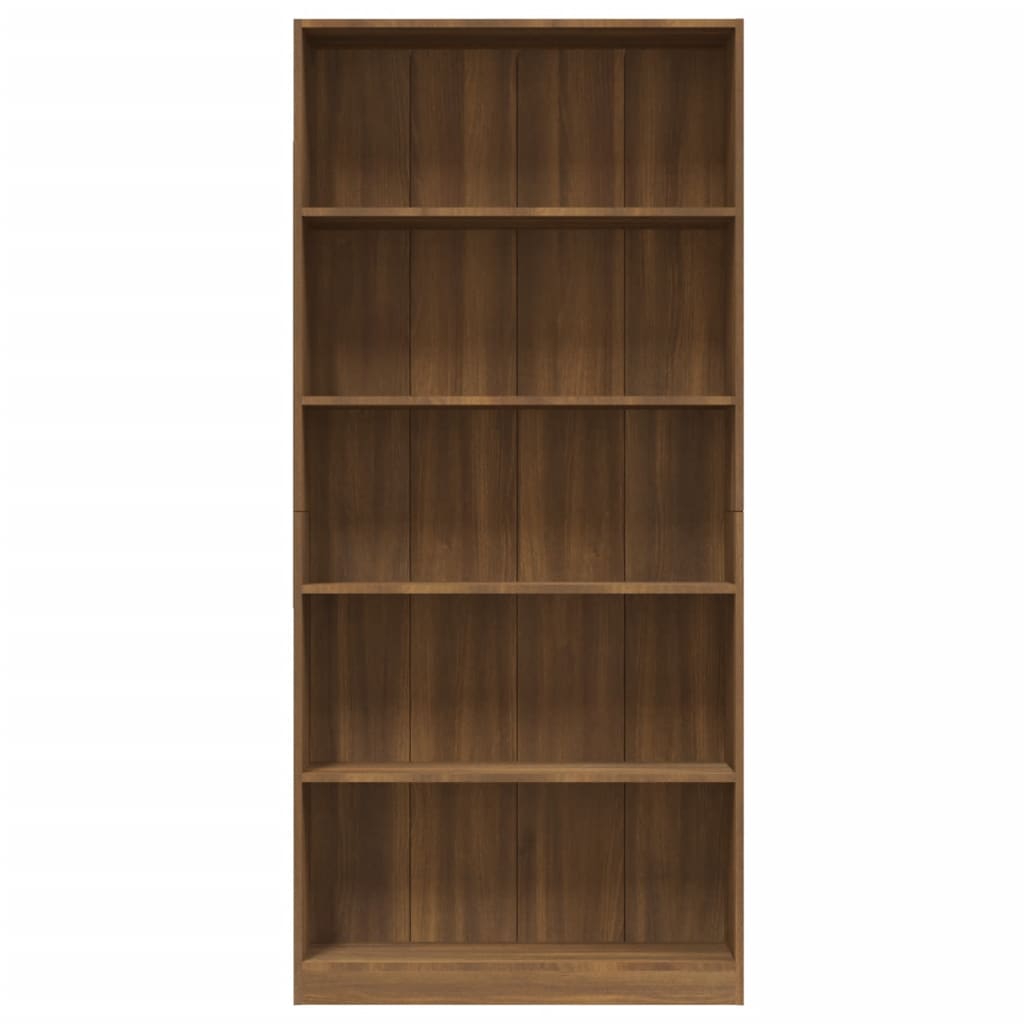 Libreria 5 Ripiani Rovere Marrone 80x24x175cm Legno Multistrato 815395