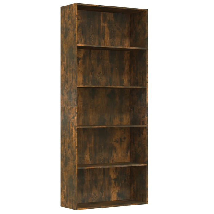 Libreria a 5 Ripiani Rovere Fumo 80x30x189 cm Legno Multistrato 815402