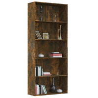 Libreria a 5 Ripiani Rovere Fumo 80x30x189 cm Legno Multistrato 815402