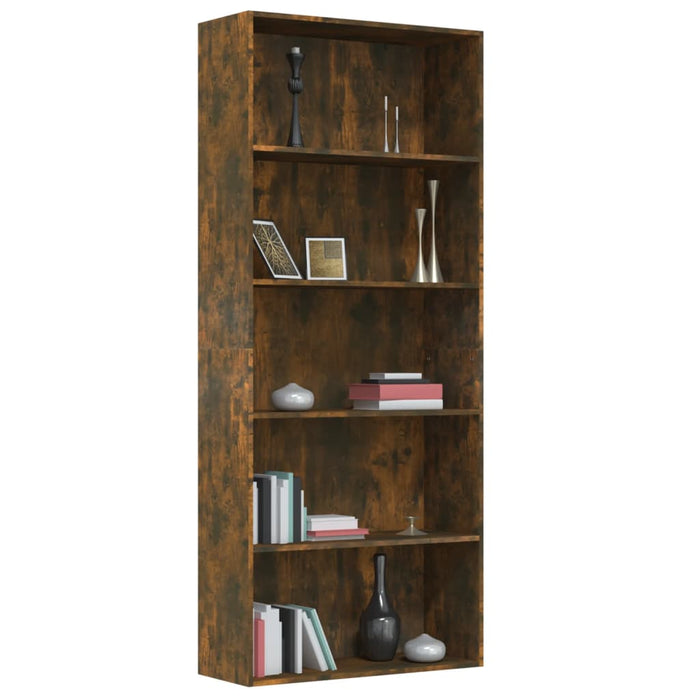 Libreria a 5 Ripiani Rovere Fumo 80x30x189 cm Legno Multistrato 815402