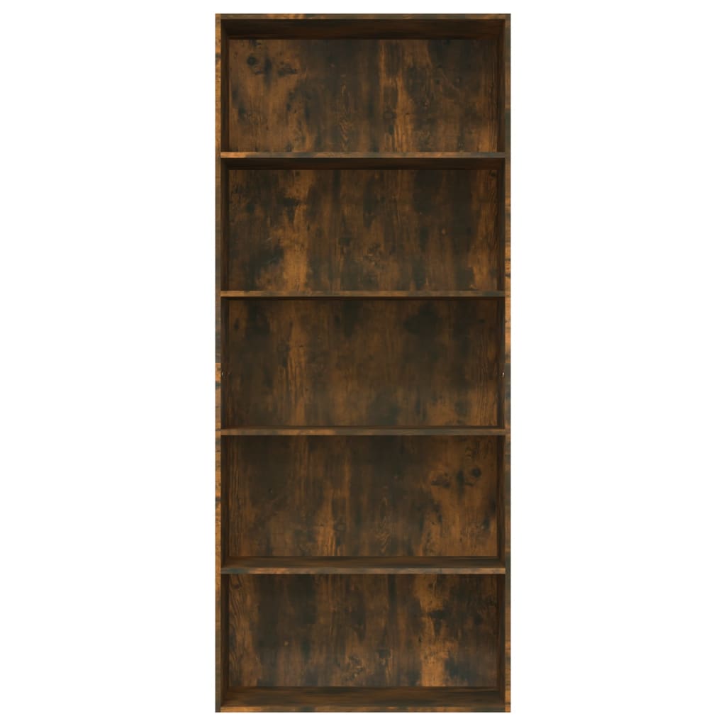 Libreria a 5 Ripiani Rovere Fumo 80x30x189 cm Legno Multistrato 815402