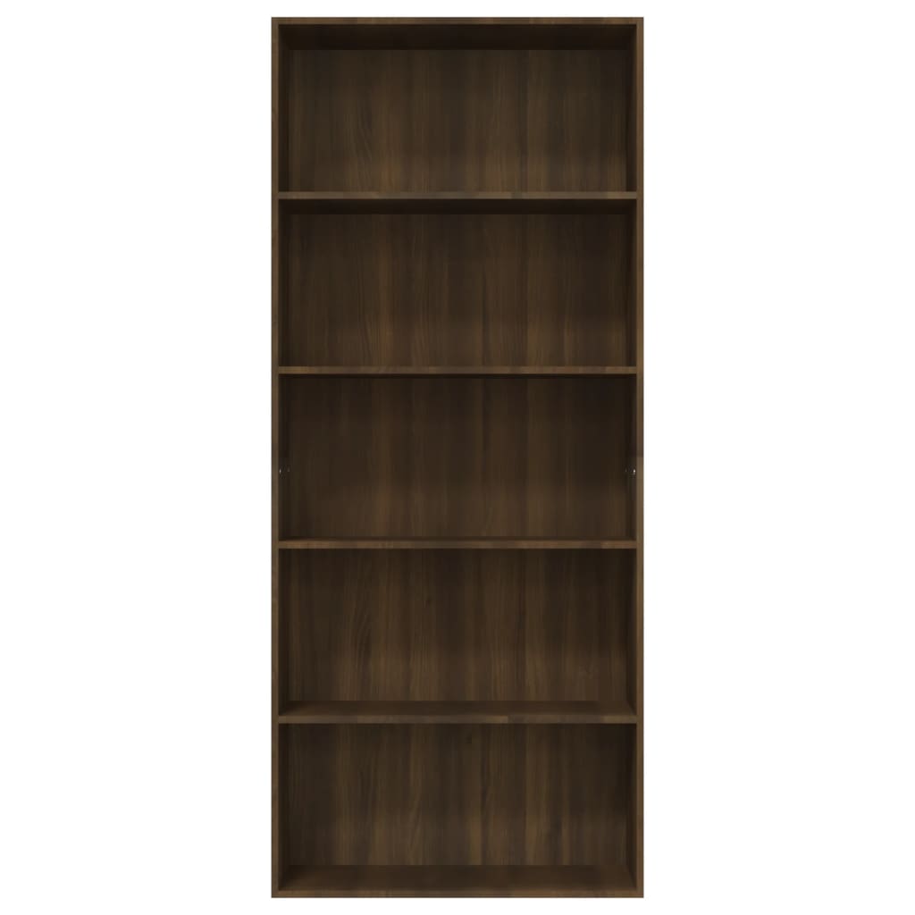 Libreria 5 Ripiani Rovere Marrone 80x30x189cm Legno Multistrato 815404