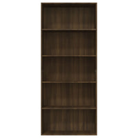 Libreria 5 Ripiani Rovere Marrone 80x30x189cm Legno Multistrato 815404