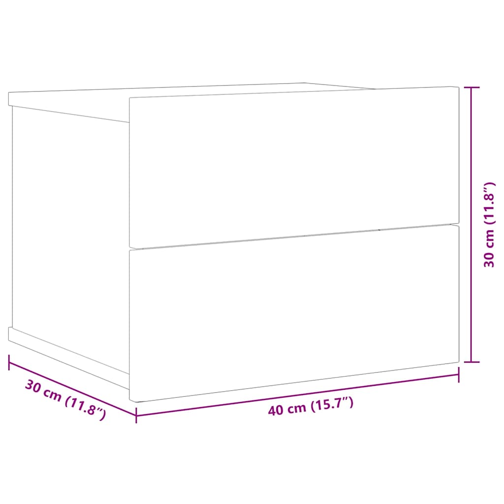 Comodini Rovere Fumo 2 pz 40x30x30 cm Legno Multistrato 815412