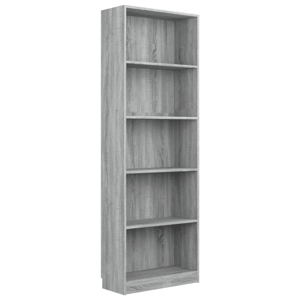 Libreria 5 Ripiani Grigio Sonoma 60x24x175 cm Legno Multistrato cod mxl 23057