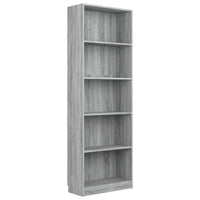 Libreria 5 Ripiani Grigio Sonoma 60x24x175 cm Legno Multistrato cod mxl 23057