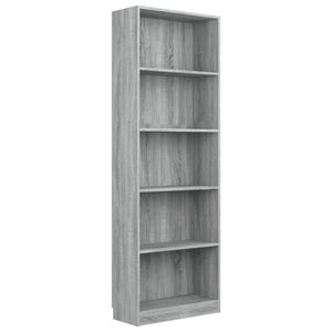 Libreria 5 Ripiani Grigio Sonoma 60x24x175 cm Legno Multistrato cod mxl 23057