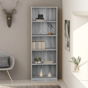 Libreria 5 Ripiani Grigio Sonoma 60x24x175 cm Legno Multistrato cod mxl 23057