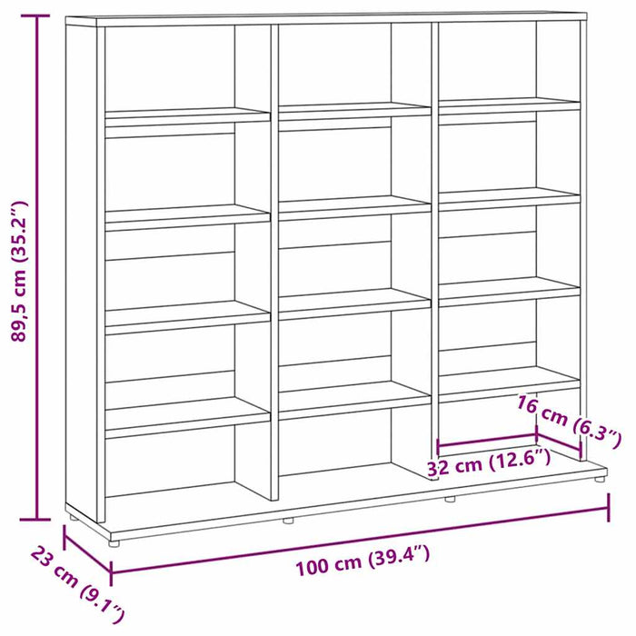 vidaXL Mobile Porta CD Rovere Fumo 100x23x89,5 cm in Legno Multistrato
